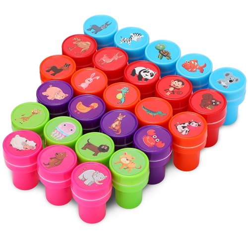 Animal Stamps for Kids, 26Pcs Self Inking Stamps Party Favors Zoo Farm Stampers Birthday Gift Party Supplies Goodie Bag Prizes Classroom Rewards Filler Arts and Crafts for Kids