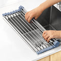 Over The Sink Dish Drying Rack, Roll Up Dish Drying Rack Kitchen Dish Rack Stainless Steel Sink Drying Rack, Foldable Dish Drainer, 17.5''x11.8'' - size: 17.5''x11.8''