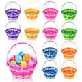12 Pcs Easter Bamboo Baskets Woven Goodie Baskets with Handle for Easter Egg Hunt, Wicker Woven Candy Toys Storage Baskets for Picnic,DIY Crafts, Spring Decor, Party Favors Decor(12)