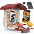 birdsnap® PAV Bird Feeder with Camera Solar Powered 2K Live Video 64GB Card | AI Bird Species Identification, Instant Arrival Alerts, IP65 Waterproof, Wild Bird Feeders for Outdoors, Gift for Bird Lovers - color: Red