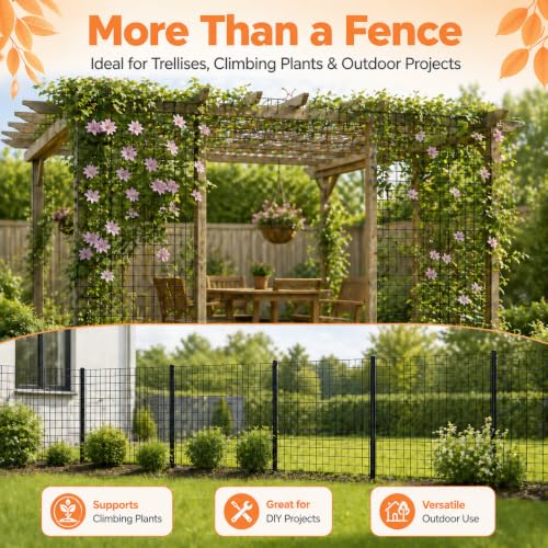 Welded Wire Fence Roll 16GA Black Coated Steel Wire Mesh, Heavy Duty Garden Fencing for Dog Fence, Poultry Enclosure, Vegetable Garden & Flower Border (36 in x 99 ft) - size: 36 in x 99 ft
