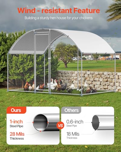 VEVOR Large Metal Chicken Coop with Run, 9.8 x 6.5 x 6.5ft Walkin Chicken Coop for Yard with Waterproof Cover, Dome Roof Large Poultry Cage for Hen House, Duck Coop and Rabbit Run - size: 118.1"L x 78.7"W x 78.7"H