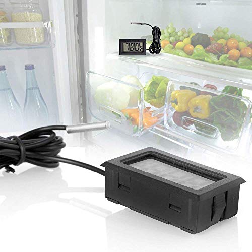 3pcs Black Digital LCD Thermometer Temperature Monitor with External Probe for Fridge Freezer Refrigerator Aquarium (Fahrenheit) - color: Fahrenheit
