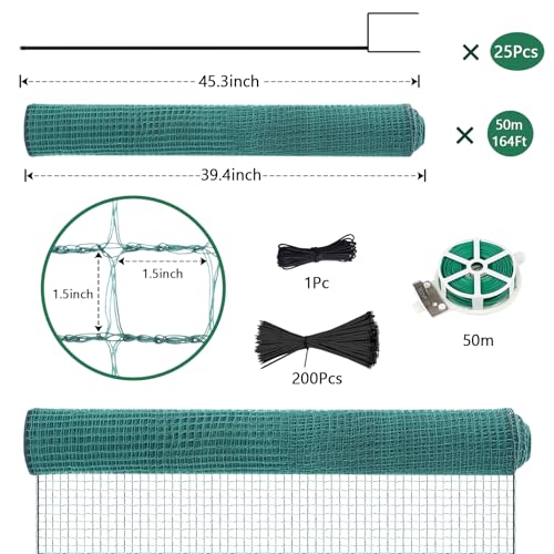 SUNYRISY 40in x 164ft Garden Mesh Fence Temporary Safety Fencing | Garden Fence Animal Barrier with Steel Stakes, Fencing Netting for Construction Backyard Chickens Dog Poultry Deer - size: 40in x 164ft