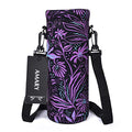 AMARY 500ML Neoprene Water Bottle Carrier Bag with Adjustable Shoulder Strap,Insulated Water Bottle Cover for Stainless Steel/Glass/Plastic Bottles 16.9OZ (Flowers-2) - color: Flowers-2
