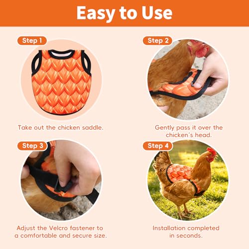Chicken Saddle for Hens, Chicken Apron Hen Saddle with Adjustable Straps, Waterproof Poultry Feather Cover Vest for Small Medium Hens