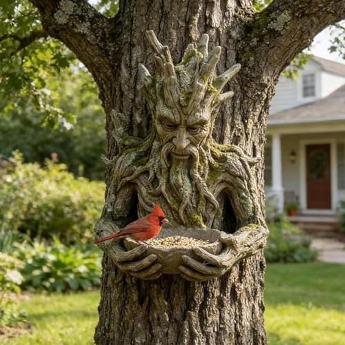 Tree Bird Feeder | Decorative Bird Feeding Garden Sculpture | Sparrow Feeding Station | for Outdoor Garden Backyard Patio Yard Porch
