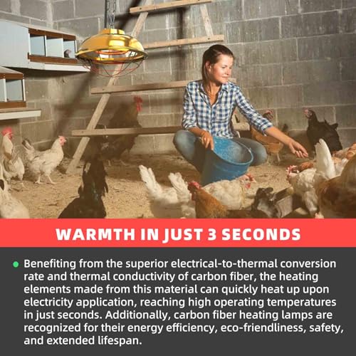 Chicken Coop Heater Inside Coop heat lamp，300 Watt Two-Stage Temperature Brooder Heater for Chicks, Duck，Poultry
