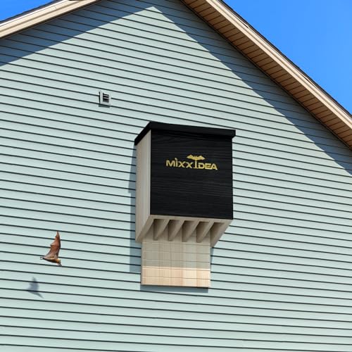 Bat House Bat Box Double Chamber Outdoor House Nursery Bat Shelter Habitat Big bat Box Handcrafted from Cedar Wood - Easy for Bats to Land and Roost - Weather Resistant & Ready to Install - color: Black 2