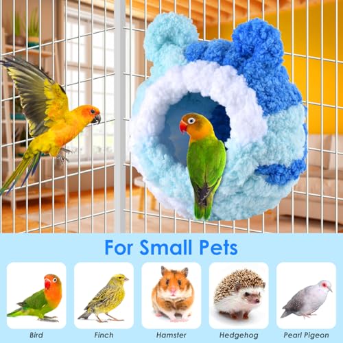KATUMO Conure Nest, Bird Breeding Nest Parrotlet Snuggle Hut Lovebird House Bed for Conure Lovebird Canary Finch Coneshape Birds Hamster Small Pets - size: S (Blue)