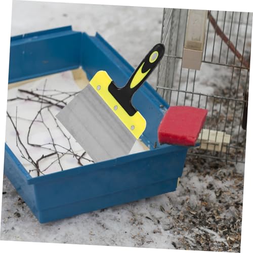 Toyvian Stainless Steel Bird Droppings Scraper for Poop Ergonomic Handle Cleaning Tool for Bird Cages and Nests