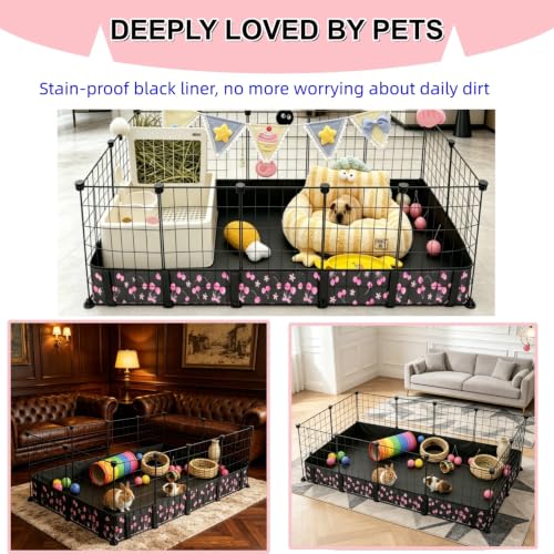 DZWLKJ Waterproof Guinea Pig Cage Liner,Washable Tarp Bottom Base,Cherry Graphic,24"x60", Reusable for Rabbit, Chinchilla, Hedgehog, Ferret & Other Small Animals. - size: C&C 2x5(24x60 inches)
