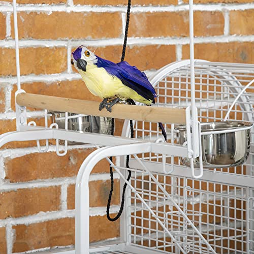 PawHut 55" Large Parrot Cage with Toy Hooks Above Top Bird Perch, Tray, Food Cups, Rolling Stand, Bird Cage for Cockatiels, Parakeets, Lovebirds | Above Top Bird Perch, Rolling Stand, for Cockatiels, Parakeets, Lovebirds