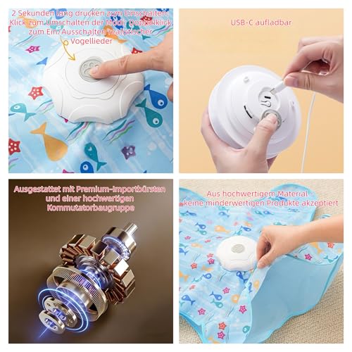 Hide and Seek Interactive Cat Toys, Puzzle Motion Activated for Indoor Cats | Cat Enrichment & Stimulating, Electronic Design, Moving toy play mat, USB & Battery Powered, 5-Hole, Multi-Cat, Bird Sound - color: Fish Cover
