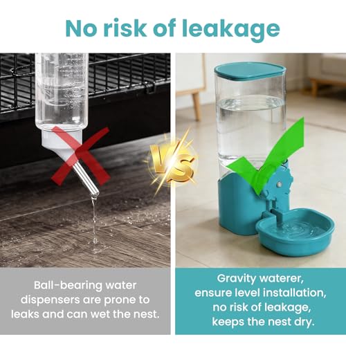 Rabbit Water Bottle for Cage Crate, 29oz No Drip Hanging Automatic Pet Water Dispenser for Small Animal Guinea Pig Bunny Chinchilla Ferret Hedgehog Puppy Cat (Blue) - color: Blue