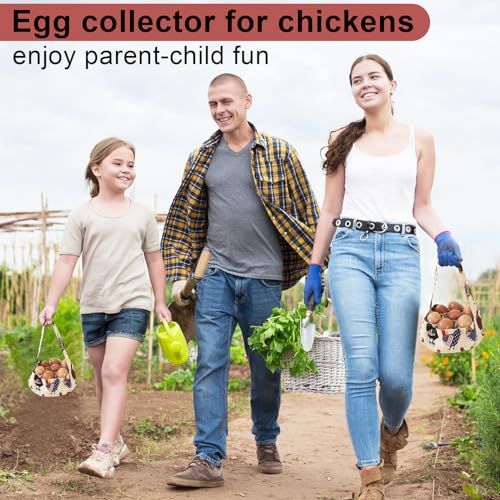 Egg Collecting Basket, Egg Basket for Gathering with 7 Pouches | Canvas Chicken Egg Basket for Chicken, Duck, Goose, Bird, Various Poultry Collection (Flag Chicken) - style: Flag Chicken