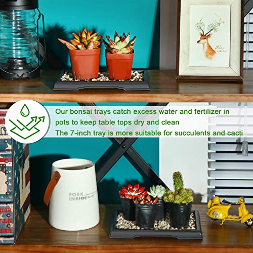 Pinkunn 6 Pcs Bonsai Humidity Tray for Indoors and Outdoor Rectangular Drip | 7.8 x 5.5 Inch,bonsai tray,bonsai pots for Bonsai Succulents Cactus, Plastic material, Catches Water, Stone Not Included - size: 7.8 x 5.5 Inch