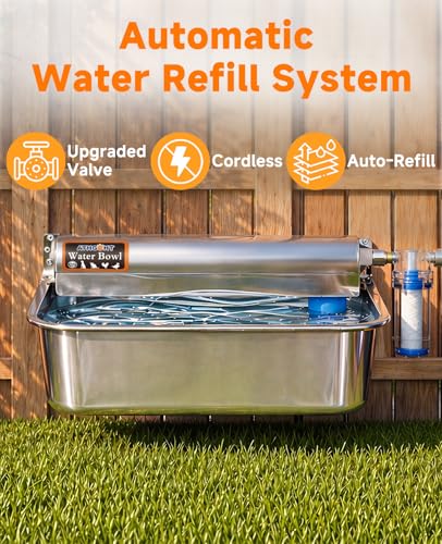 Automatic Chicken Waterer Real 304 Stainless Steel Metal | 3 Gallon Poultry Waterer with Upgraded Float Valve, Extra Filter, 1.5M Hose