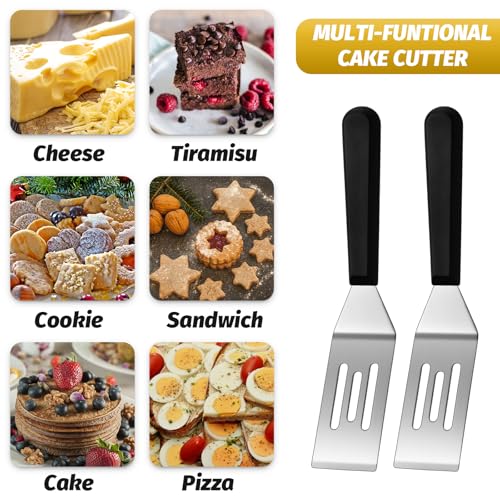 Patelai 5 Pack Small Spatula Mini Serving Brownie Spatula for Serving and Flipping Cooking Pancakes Desserts Cookie Eggs Lasagna (Slotted,Black Handle) - color: Black Handle, size: Slotted