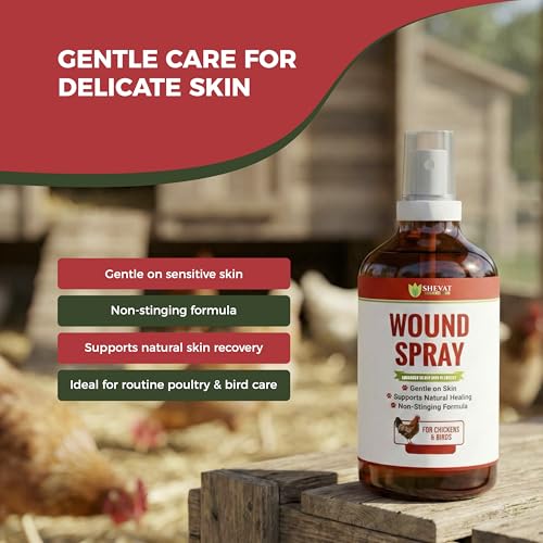 SHEVAT VITAMINS Silver Wound Spray for Chickens & Birds – Gentle Skin Relief for Scrapes, Cuts, Rashes & Irritation – Non-Stinging, Alcohol-Free, Safe for Feathers & Skin – 120ml (4oz)