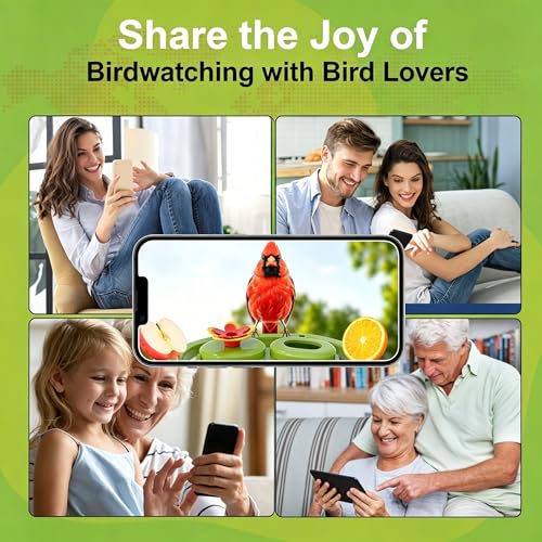 Smart Bird Feeder with Camera Solar Powered, AI Species Identification, 2K HD Video, Instant Arrival Alerts, Weatherproof Design for Outdoor, Best Gift for Bird Lovers(Green) - color: Green