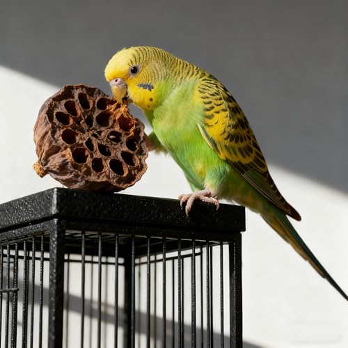 Bird Toys - Lotus Pod Foraging Box, 10 Natural Ingredients | Chewing and Shredding Parrot Toys | Ideal for Parakeets/Cockatiels/Conures/Lovebirds and Small to Medium Birds - size: Lotus Pod Foraging Box