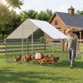Large Chicken Coop Metal Walk-in Run 10' x 5' x 6.6', Heavy Duty Galvanized Steel Cage with Waterproof Cover, Secure Lock, Outdoor Pen Enclosure for Hens, Ducks, Rabbits - size: 120.0"L x 60.0"W x 79.0"H