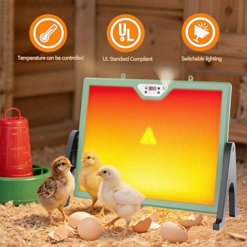 Chick Brooder Heater Plate with Digital Temperature Control, Chicken Coop Heater for Chicks & Ducklings, LED Display, Remote Control, Adjustable Angle, 86°F–167°F Heating Plate - color: Green
