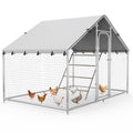 10 x 5 x 6.4 FT Metal Chicken Coop, Chicken Run with Cover | Walk-in Chicken Coop,Side Hardware Cloth,Waterproof Cover,Roosting Perch,Reinforced frame,Backyard & Farm Use - size: 59.9"L x 120.0"W x 78.0"H
