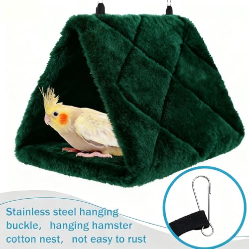 Bird Nest Snuggle Hut Soft Plush Hammock Hanging Cage Tent for Birds Parrot Winter Warm Bed Pet Toy for Hamster Parrot Macaw Budgies Eclectus Parakeet Cockatiels Cockatoo Lovebird (Green) - color: Green