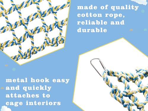 Colorful Bird Rope Net, Rat Climbing Ladder Bridge Toy, Hanging Pet Hammock, Cage Accessories for Small Animals Hamster Parakeets Cockatiels Guinea Pig Chinchilla Ferret - 31 × 7.5 Inch - size: 31 ×7.5 Inch