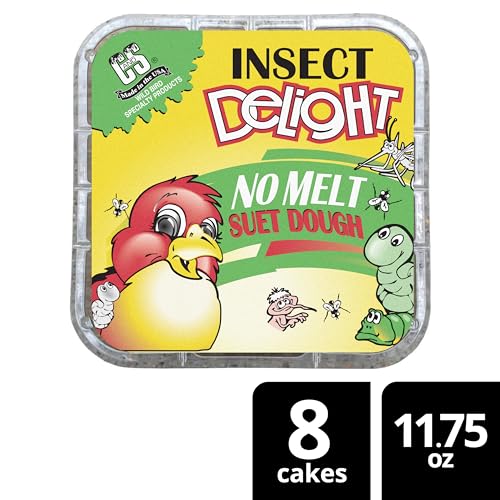 C&S Insect Delight No Melt Suet Dough, Suet Cakes for Wild Birds Including Robins, Blue Jays, Woodpeckers, Wrens, Bluebirds and More, 11.75 Ounces, Pack of 8 - size: 1.47 Ounce (Pack of 8), style: Insect, 8 Pack