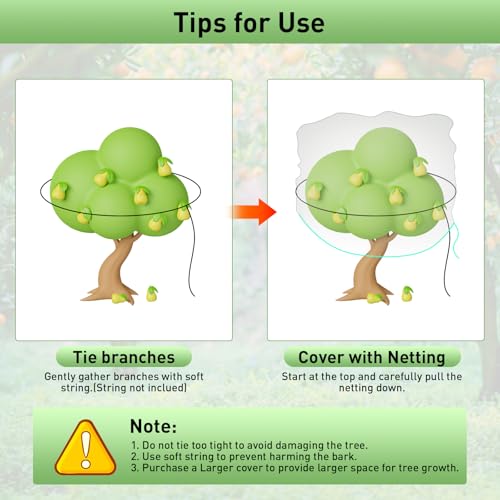 2PCS Large Fruit Tree Netting with Drawstring and Zipper, 6 x 6.6FT Blueberry Bush Netting Cover, Garden Bird Netting Plant Cover for Protect Plant Fruit Flower from Birds, Bugs, Cicadas, Insects - color: 2pcs-6.6x6ft