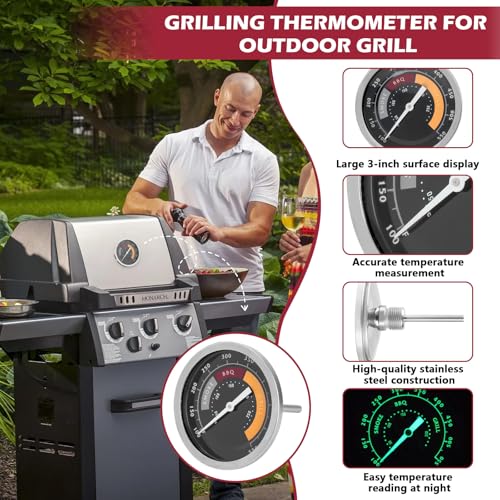 3695528R06 Grill Thermometer Fit for Oklahoma Joe's Smoker | 2 Pack Temperature Gauge BBQ Thermometer Gauge for Smoker Oven and Charcoal Gas Grills, 13/16-inch Accessories - size: 2 Pack