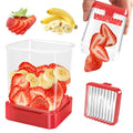 Strawberry Slicer Cup, Fruit Cutter – Quick-Slice for Meal Prep, Red | Dual-Function Base, Easy-Clean & Storable – 304 Stainless Steel Blade – Quick & Safe Slicing Kitchen Gadget - color: Red