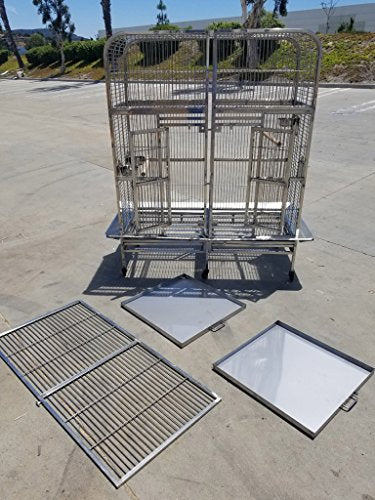 XL Size Full 304 Stainless Steel Double Macaw Cockatoo Parrot Bird Pet Breeder Cage w/Divider SUS304 Medical Grade Steel