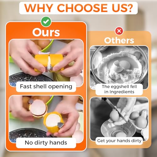 Egg Cracker Tool | Easy Shell Egg Opener | Handheld Egg Seperator Tool | Perfect for Baking, Scrambled Eggs & Omelets – No Mess, No Shell Pieces (Yellow - 1 Pc) - color: Yellow - 1 Pc