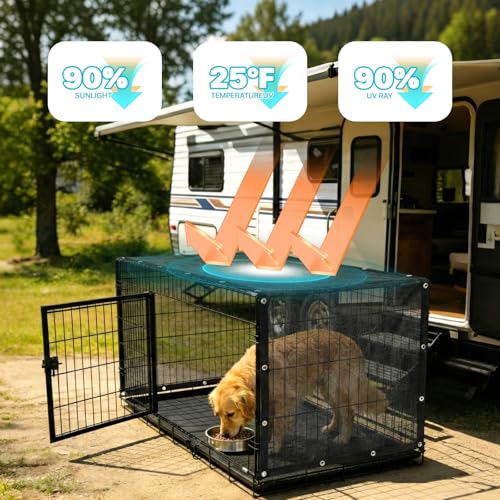 Amgo 90% UV Block Sun Shade Cloth for Dog Kennel Cover, 3' x 4' Black Pet Playpen Sunshade with Grommets, Durable Mesh Tarp for Crate, Patio, Stable,Chicken Coop & Outdoor Privacy Screen. - color: Black, size: 3' x 4' Custom Size