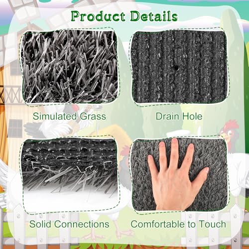 Zhengmy 12 Pcs Chickens Nesting Pads Set Nest Box Bedding Washable Nesting Pads for Chicken Coop, Artificial Grass Rug Carpet Synthetic Turf Mat, 12 x 12 x 1.2 Inches (Gray) - color: Gray