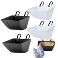 mozoba Hanging Chicken Feeder Trough for Goat Sheep Deer Poultry Duck Chicken Fence Feeder Livestock Feeding Container Goats Supplies Feeders Waterer Bucket (Black and White) - color: Black and White