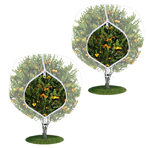 FONUNO Fruit Tree Netting with Zipper Birds Netting for Fruit Trees, White | Netting Covers with Zipper to Protect from Squirrels and Birds Large Netting for Fruit Trees Protection, 10' x 10', 2 Pack - color: White, size: 10 x 10 feet - 2 Pack
