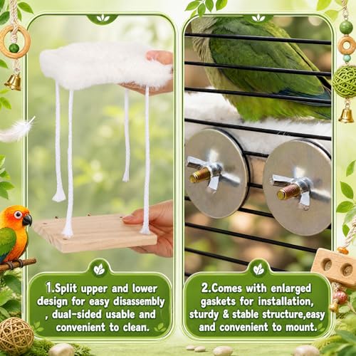 Vinsot Bird Perch for Cage, Detachable Plush Parrot Toy Hanging Bird Resting Nest for Conure, Budgie, Cockatiel, Lovebird, Canary, Finch, Hamster, Small Pets