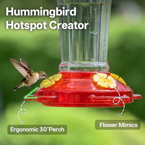 Hummingbird Feeders for Outdoors, 14 OZ Plastic Hummingbird Feeder | Ant & Bee Proof Leak-Proof Nectar Feeders with 4 Feeding Ports and Perches, Garden Yard Décor Gifts for Mom, Birdlovers - color: Clear, size: 1 Pack