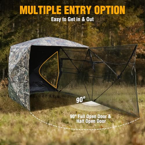 FLISSA Hunting Blind & Hunting Chair Bundle, Pop-Up Camouflage Deer Blind with Portable Folding Hunting Chair for Deer, Turkey & Ground Hunting
