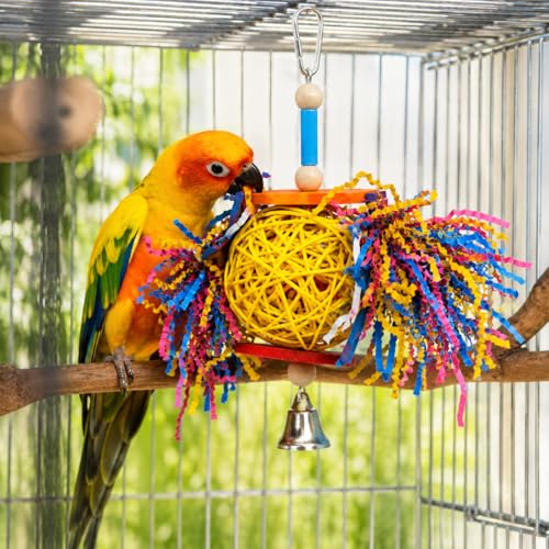 Bonka Bird Toys 1839 Foraging Star 7" High by 8" Wide, Medium Parrot Chew Shred Forage Cage Toy, Conure, Pionus, Quaker, and Similar Birds - size: Single
