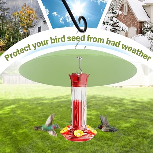 13" Bird Feeder Rain Guard, Hummingbird Feeders Shade Dome Cover, Hanging Baffle for Bird Feeder Pole,Smart Birds Feeder's Umbrella(Light Green),2 Pack - color: Grass green, size: 13Inch / 2 Packs