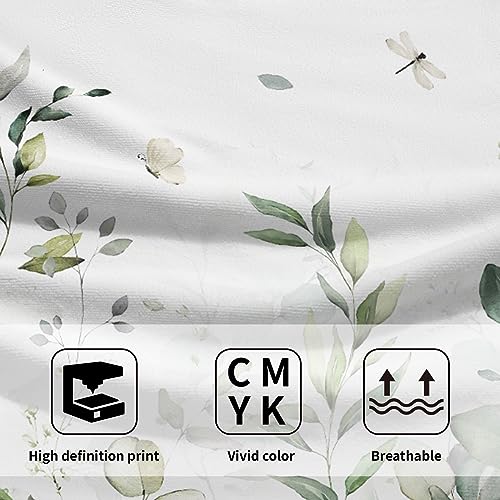 Sage Green Eucalyptus Hand Towels Set of 2 Watercolor Plant Leaves with Floral Fingertip Towels Soft Kitchen Dish Towel for Bathroom Laundry Room Spa Decor - color: Green Eucalyptus