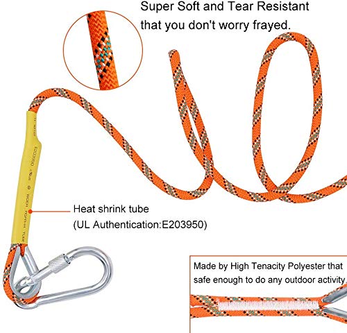 X XBEN Outdoor Climbing Rope 10M(32ft) 20M(64ft) 30M(96ft) 50M(160ft) 70M(230ft) 152M(500FT) 352M(1000FT) Static Rock Climbing Rope for Escape Rope Ice Climbing Equipment Fire Rescue Parachute - color: Orange, size: 1/3 Inch x 1000 Feet