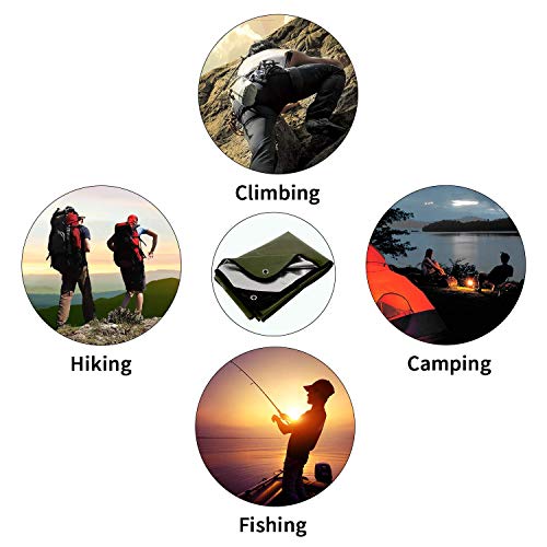 Insulated Tarp, Multipurpose Emergency Thermal Tarps, Waterproof All Weather Heavy Duty Heat Reflective Survival Blanket for Camping Hiking, Green - color: Green 83''x59''