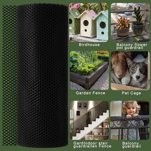 15.7 in x 39.3 FT Black Chicken Wire mesh,Comes with 60 Twist Ties,Plastic Chicken Wire Fencing,Poultry Netting,Poultry Fence,Chicken Wire for Crafts,Plastic Garden Fencing,Floral Chicken Wire - size: 15.7IN*39.3FT